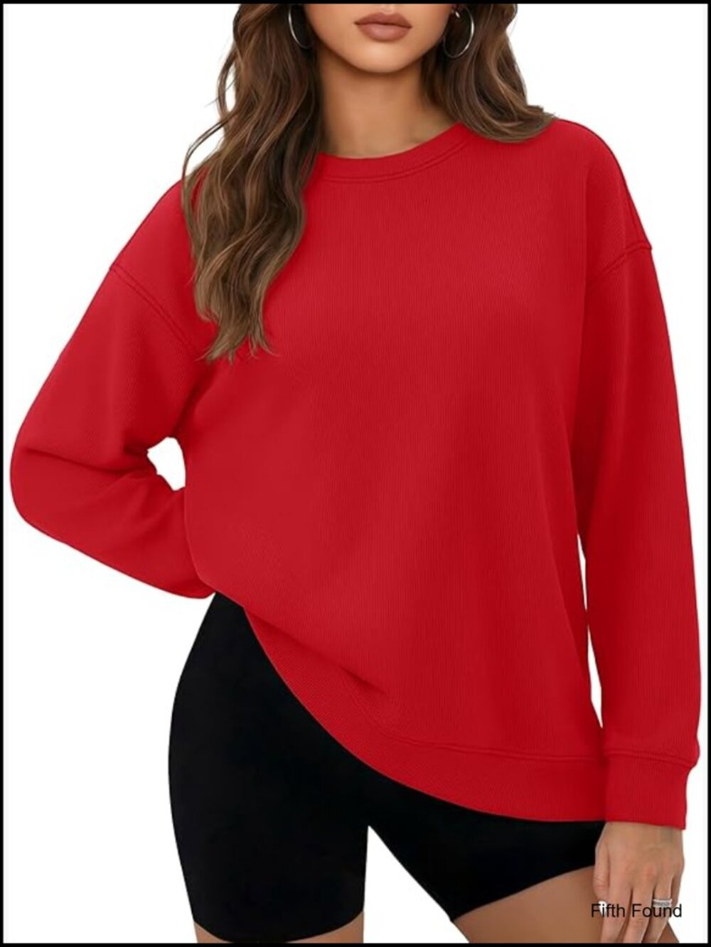 Womens Oversized Fleece Crewneck Sweatshirt Long Sleeve Pullover Loose Fit